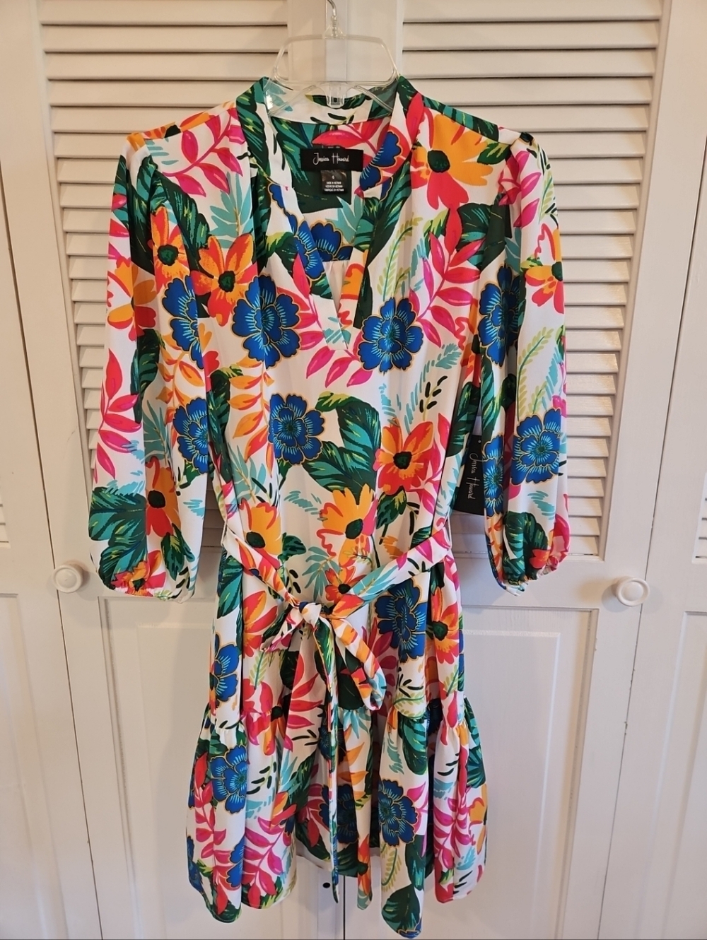 NWT Jessica Howard Dress 6 Floral Tropical Destination Resort Lined Pockets